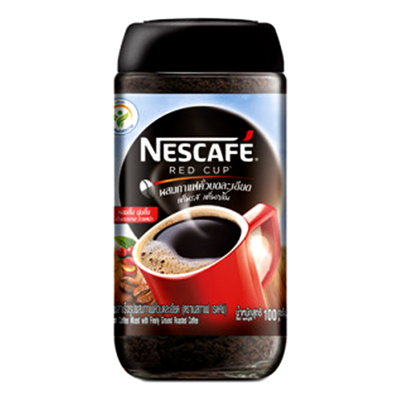 Nescafé Red Cup Instant Coffee Mixed with Finely Ground Roasted Coffee Size 100g