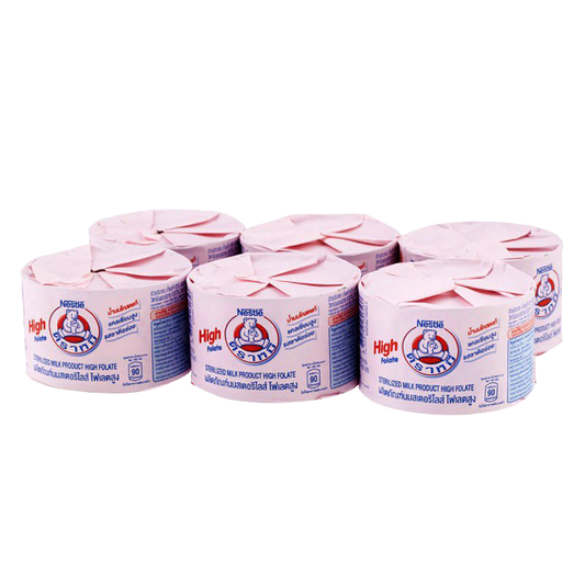 ນົມເນສເລ່ ກາໝີ Nestle Bear Brand Sterilized Milk Product High Folate 140ml Pack of 6 Canned