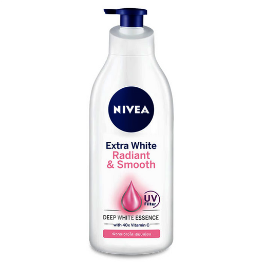 Nivea Body Lotion Extra White Radiant and Smooth UV Filter Deep white Essence with 40x Vitamin C ຂະໜາດ 525 ml