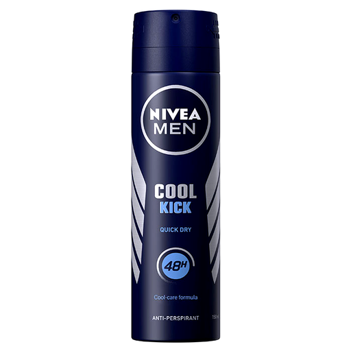Nivea Men Cool Kick Spray Deodorant 48h Anti-Perspirant Cool Care Formula ຂະໜາດ 150ml