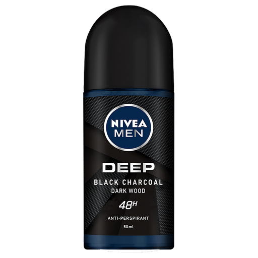 Nivea Men Deep Roll-On Deodorant Black Charcoal Dark Wood 48h Anti-perspirant  Size 50ml