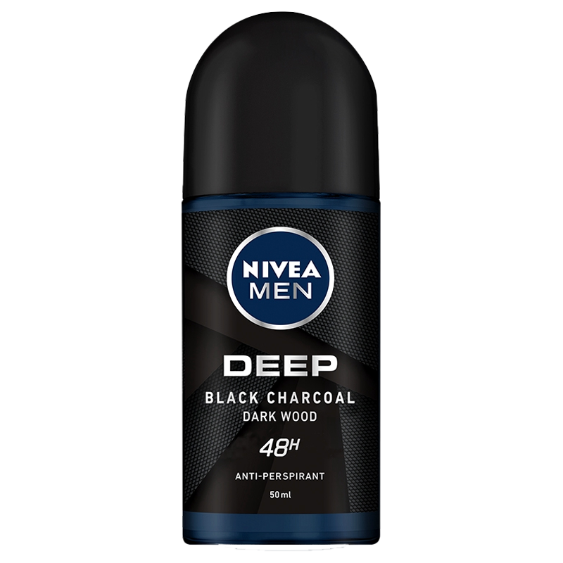 Nivea Men Deep Roll-On Deodorant Black Charcoal Dark Wood 48h Anti-perspirant  Size 50ml
