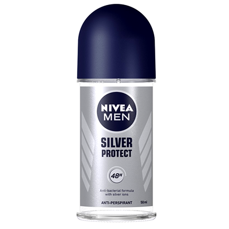 Nivea Men Silver Protect Roll-on Deodorant 48h Anti-Perspirant Anti-bacterial Formula with silver ions Size 50ml