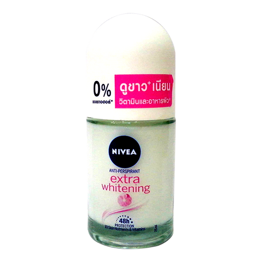 Nivea extra whitening Roll-deodorant 48h Protection 10 Skin Nutrients &amp; Vitamins Anti-perspirant ຂະໜາດ 25ml