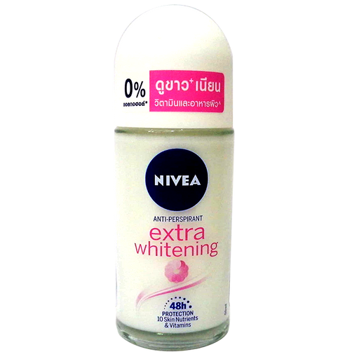 Nivea extra whitening Roll-deodorant 48h Protection 10 Skin Nutrients &amp; Vitamins Anti-perspirant ຂະໜາດ 50ml