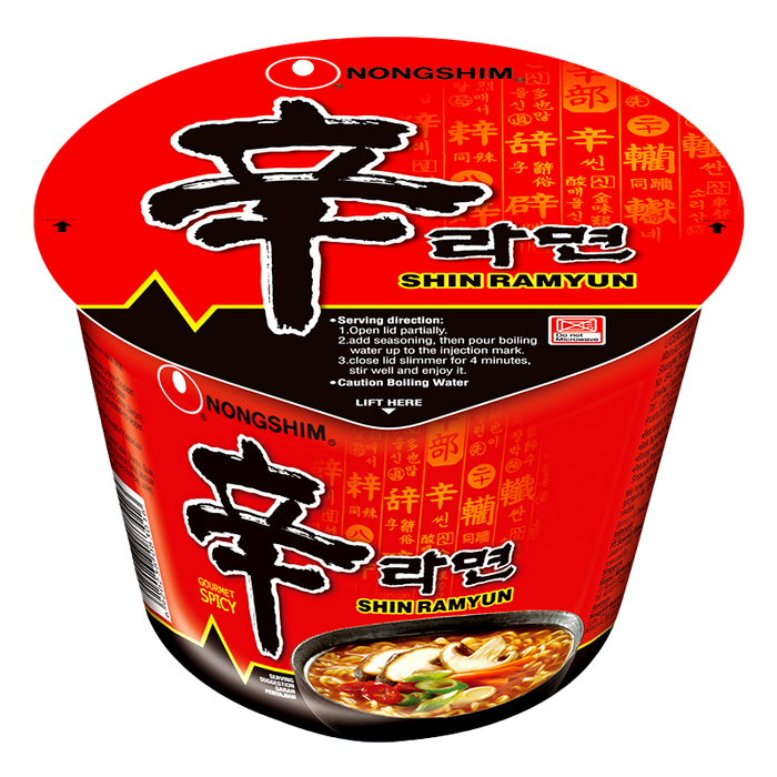 Nongshim Shin Ramyun instant big bowl noodles  Flavor Mushrooms & Beef Size 114g