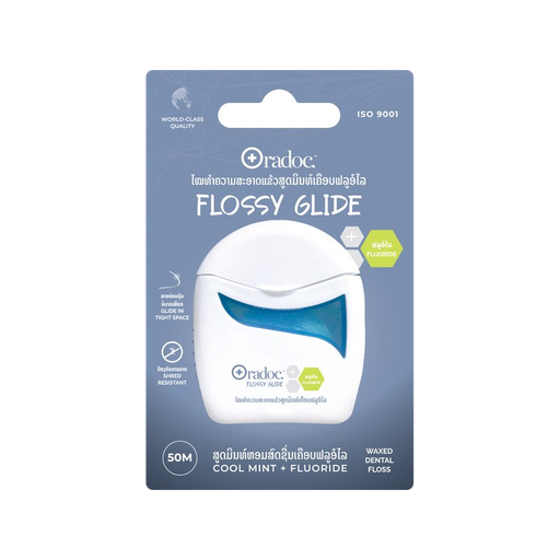 Oradoc Flossy Glide Dental Waxed Cool Mint + Fluoride 50M