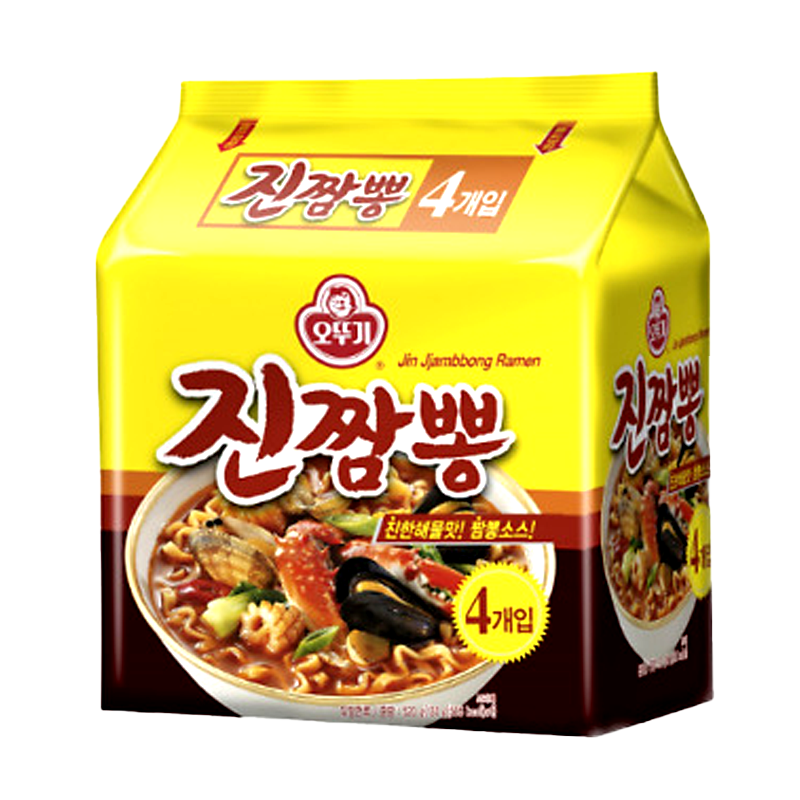 Ottogi Jin Jjambong RamenHot Spicy Seafood flvour ຂະໜາດ 130g ຊອງ 4pcs