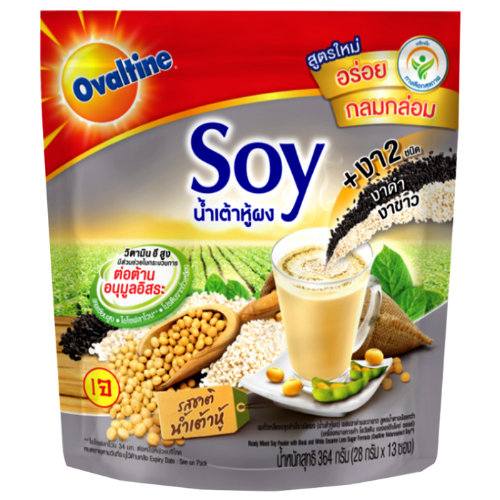 Ovaltine Natureselect Soy Ready Mixed Soy Powder With Black And White Sesame Less Sugar Formula Size 28g Pack of 13sticks