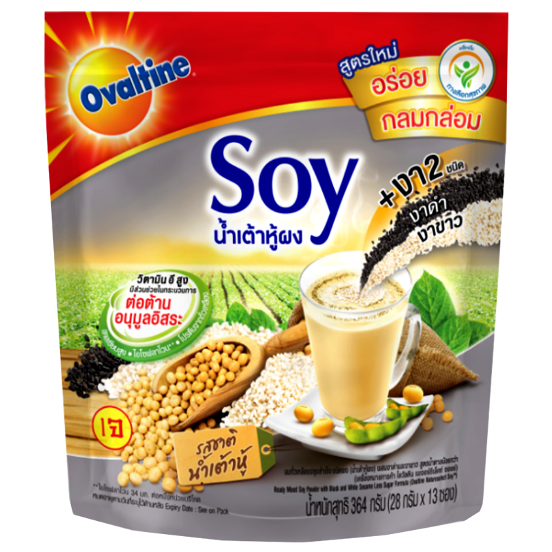 Ovaltine Natureselect Soy Ready Mixed Soy Powder With Black And White Sesame Less Sugar Formula Size 28g Pack of 13sticks