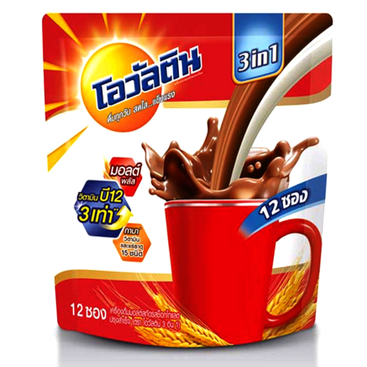 Ovaltine Ready Mixed Malt Beverage Chocolate Flavour 3in1 Size 29g Pack of 12sachets