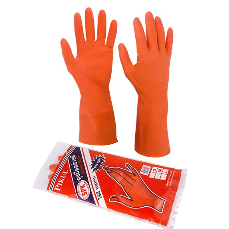 PIKUL  PVC Orange rubber gloves Size M Pack 1 Pair