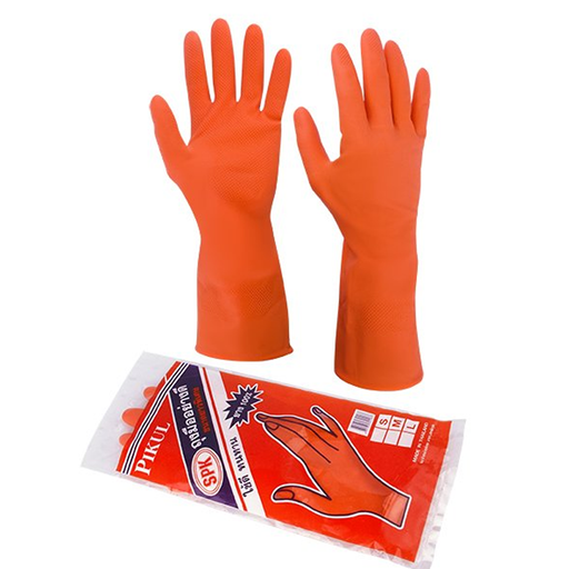 PIKUL  PVC Orange rubber gloves Size M Pack 1 Pair