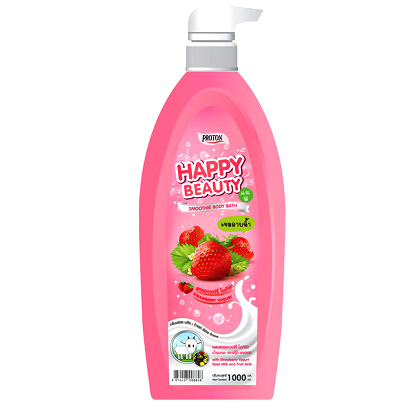 PROTON Happy Beauty Smoothie Body Bath with Strawberry Yogurt Goat Milk and Fruit AHA  Size 1000ml
