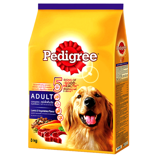 Pedigree Adult Complete Nutrition Lamp and Vegetables Flavor Food Dog Size 3kg