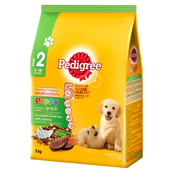 ຫົວອາຫານໝາ Pedigree Puppy Dog Food Stage 2 Liver Flavour Vegetables and Milk Size 3kg