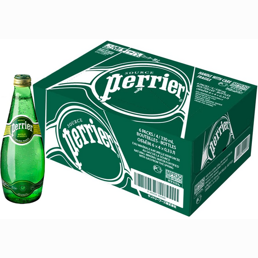 Perrier Sparkling Natural Mineral water Glass 330ml Boxes of 24 glass