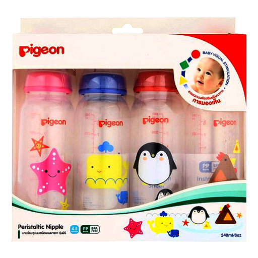 Pigeon Peristatic Nipple Nursing Bottle ສໍາລັບ 4,5 ເດືອນ BPA Free Size 8oz Pack of 4pcs
