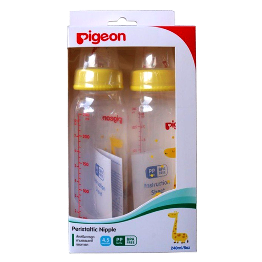 Pigeon RPP ຕຸກກະຕຸກອາຫານ Giraffe ຂະຫນາດ 8oz ສໍາລັບເດັກນ້ອຍ 4-5 ເດືອນ BPA ຟຣີຊອງ 2pcs