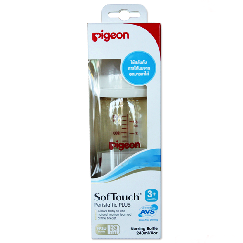 Pigeon SofTouch Peristaltic Plus 3+Months Size 8oz Wide Neck Nursing Bottle Pack Of 1pcs