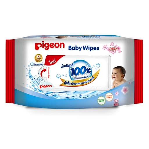 Pigeon Sterilized 100% Pure Water with Sakura Extract Baby Wipes Pack of 60 Sheets