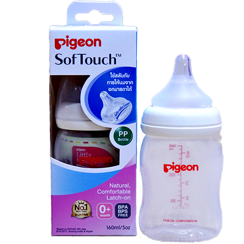 Pigeon softouch ຕຸກກະຕຸກນ້ຳນົມ ແລະຫົວນົມທີ່ສະດວກສະບາຍແບບທຳມະຊາດ ຂະໜາດ 5oz ຊອງ 1pcs
