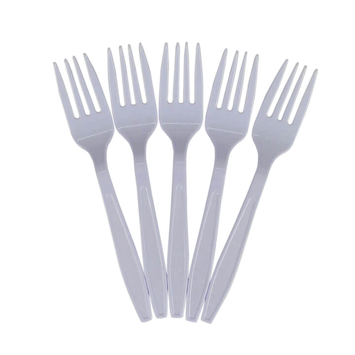 Plastic fork. long stem White Pack 100 pcs