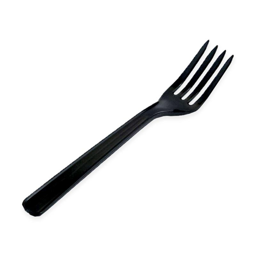 Plastic fork. long stem black Pack 100 pcs