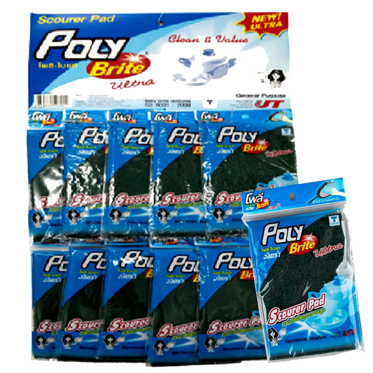 “Poly-Brite Ultra” Scourer Pad (Poster Card) 10 x 15 cm ຊອງ 20 ຕ່ອນ