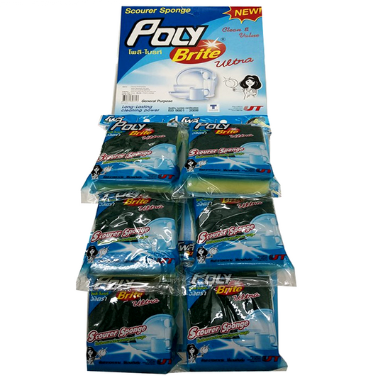 Poly-Brite Ultra” Scourer Spong 7,5 x 10 cm ຊອງ 12 ຕ່ອນ