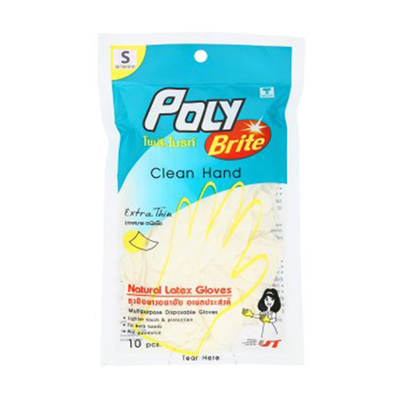 “Poly-Brite” Disposable Latex Gloves Extra Thin Size S pack of 12 pieces
