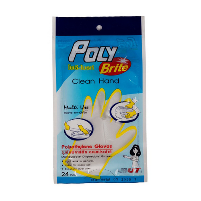 “Poly-Brite” HDPE Disposable Gloves pack of 12 pieces