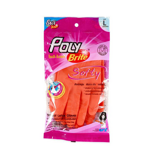 Poly-Brite Natural Latex Household Glove Softy Size L ຕໍ່ສິ້ນ