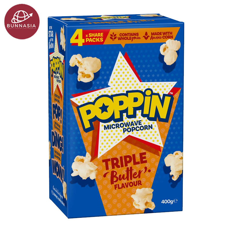 Poppin Microwave Popcorn Triple Butter (100g x4) 400g — ShoppingD