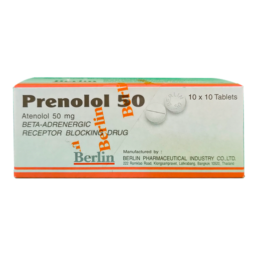 Prenolol 50 Atenolol 50 mg Beta-Adrenergic Receptor Blocking Drug boxes 100 ເມັດ