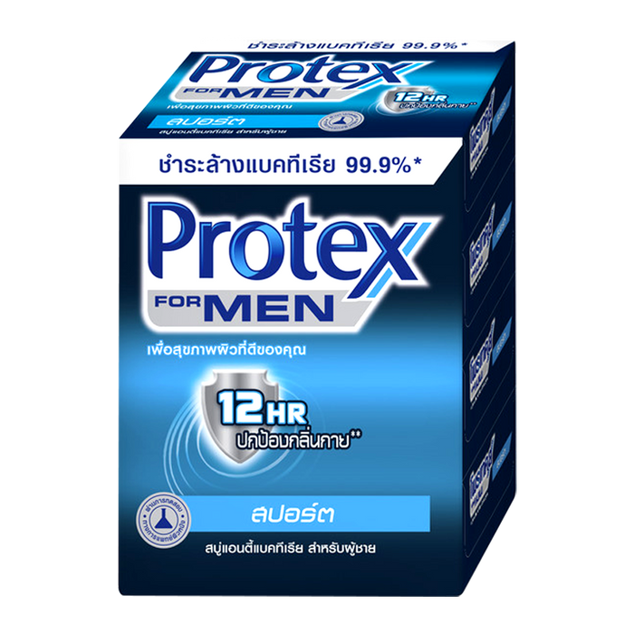 Protex For Men 12HR Sport Bar Soap Anti-Bacteria Size 70g Pack of 4Pcs
