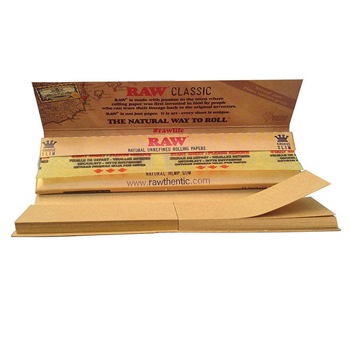 Raw Connoisseur King Size Slim Natural unrefined rolling papers + tips