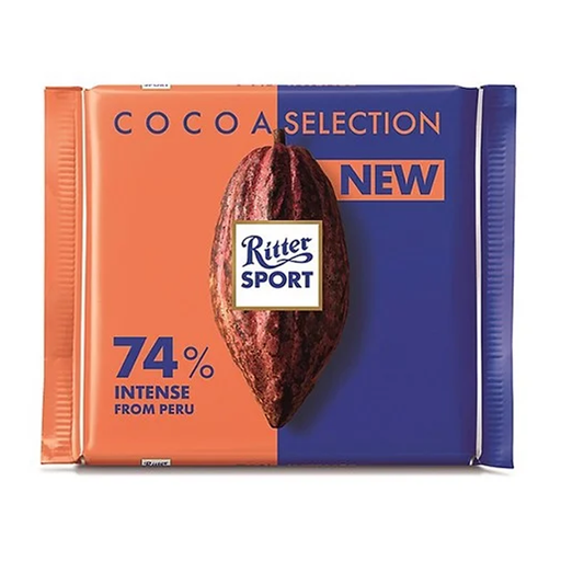 Ritter Sport Cocoa Seletion Dark Chocolate 74% Intense From Peru 100g