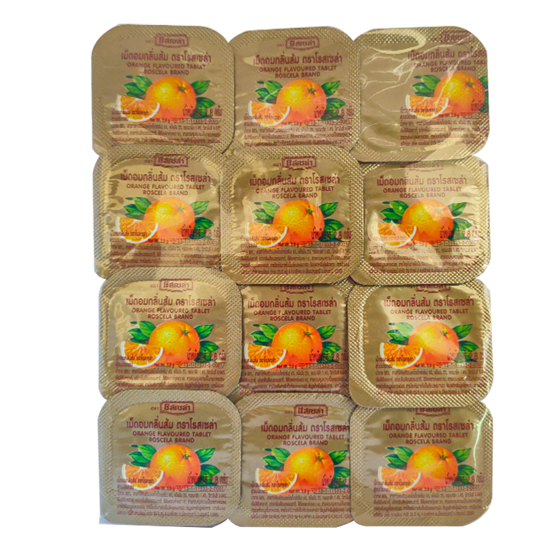 Roscela Brand Orange Flavored Tablet ຊອງ 24 pcs
