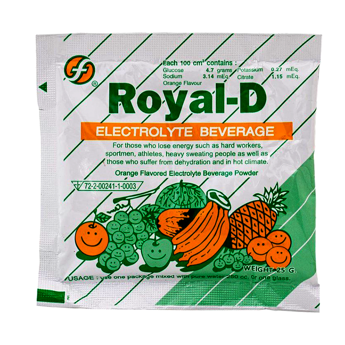 Royal-D Electrolyte Beverage Powder Orange Flavoured Size 25gx 10sachets