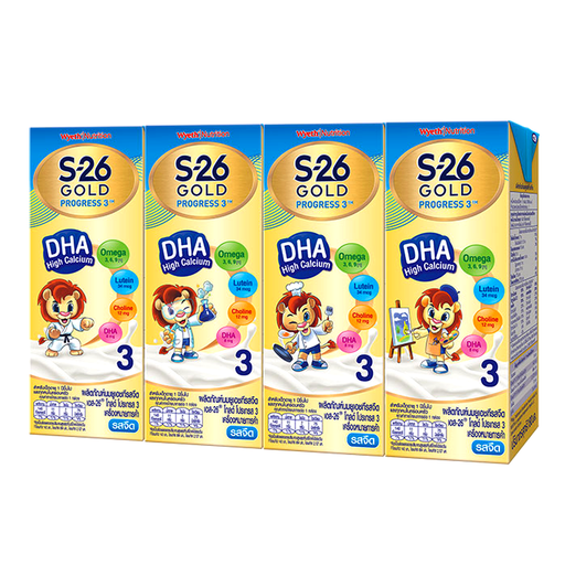 S-26 Gold Progress Formula 3 Plain Flavoured UHT Milk Product Size 180ml pack of 4boxes