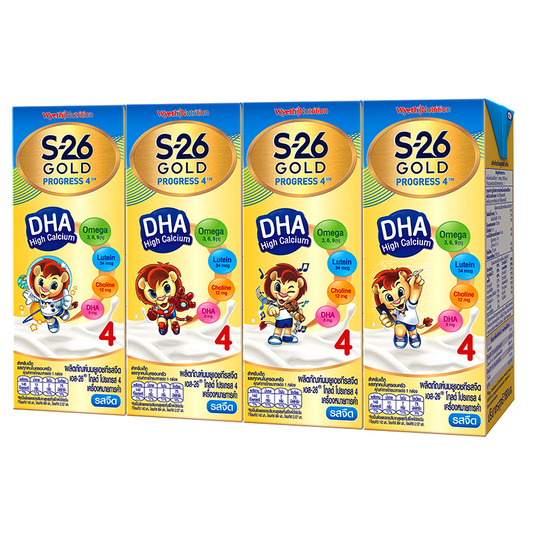 S-26 Gold Progress Formula 4 Plain Flavoured UHT Milk Product Size 180ml pack of 4boxes