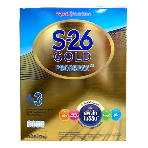 ນົມຜົງ S-26 Gold Progress Step 3 Scent Vanilla Plain Flavoured Instant Powdered Milk Product Size 600g