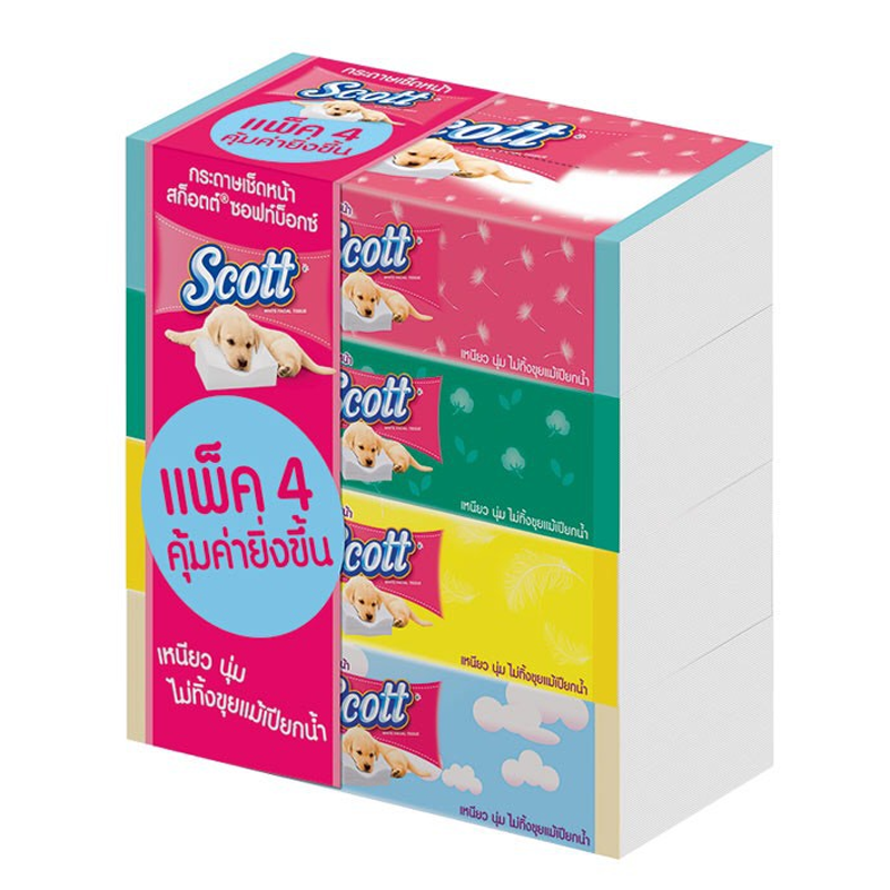 Scott Soft Box Facial Tissue 120 Sheets Pack 4