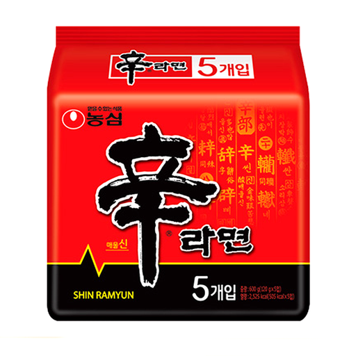 Shin Ramyun Korean Best noodle Spicy Size 120g pack of 5pcs