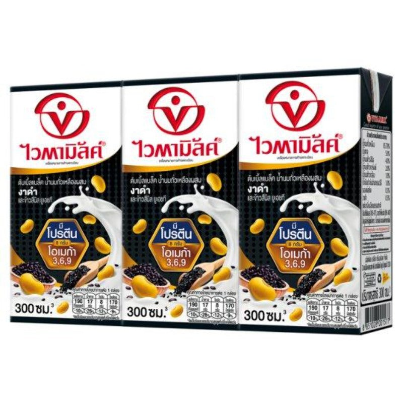Vitamilk Double Black Black Sesame and Sinin Rice Soymilk 300ml x 3pcs