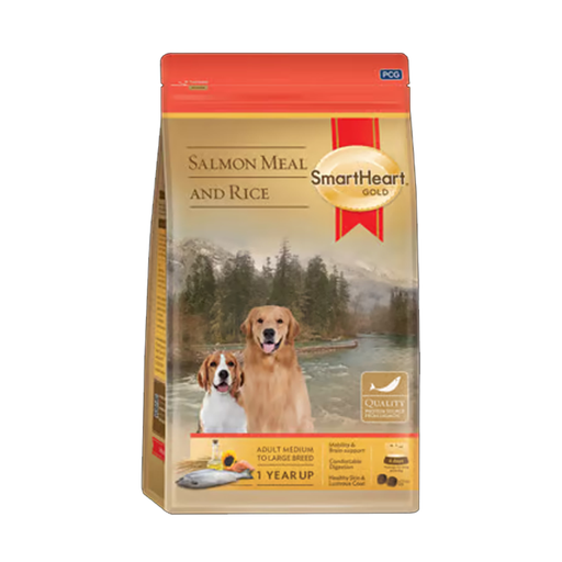 Smartheart Gold Salmon Meal and Rice Dog Food for Adult Medium to Large Breed Doos 3kg