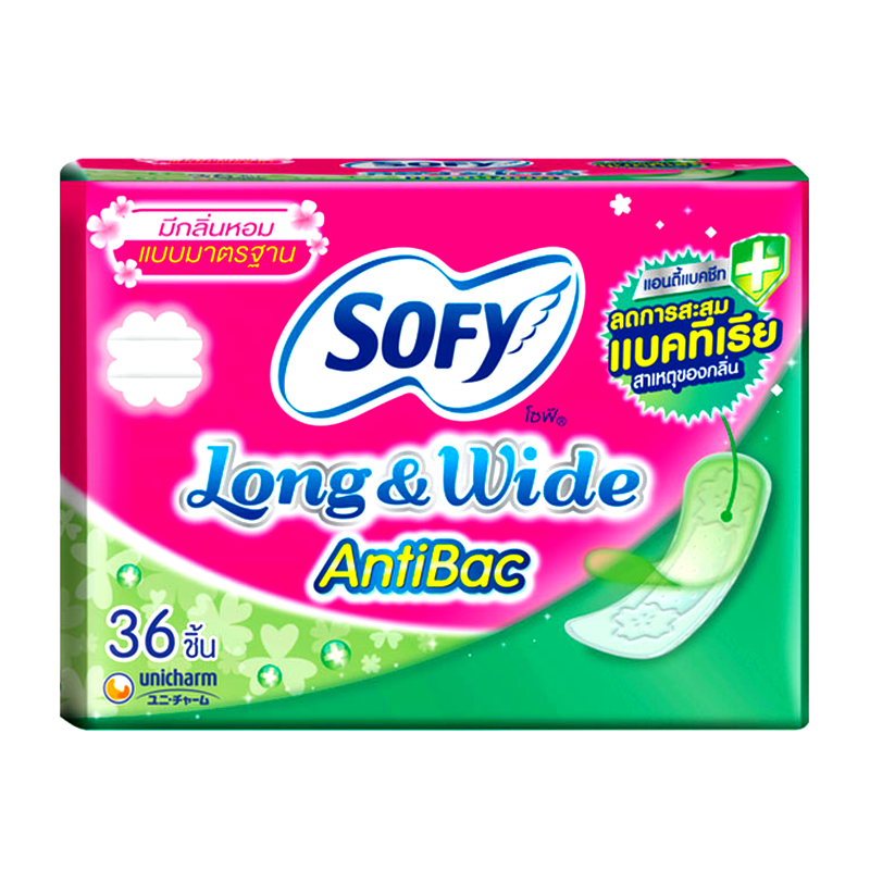 Sofy Long & Wide Anti-Bac Standard Sanitary Napkin with Scent Pack of 36pcs