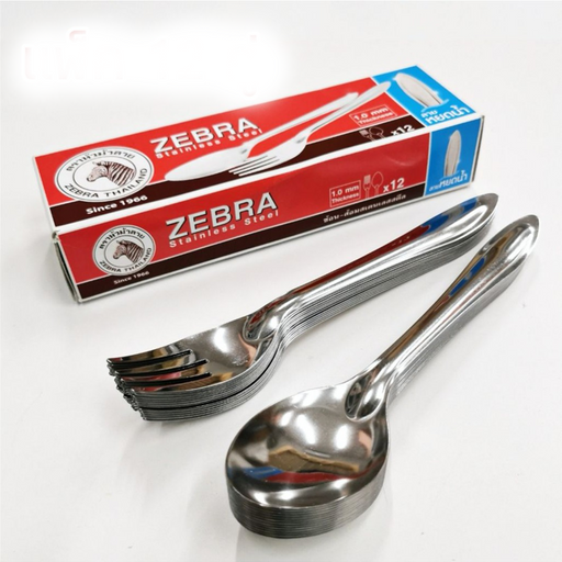 Stainless steel cutlery, Zebra brand, water drop pattern, 12 pairs per box