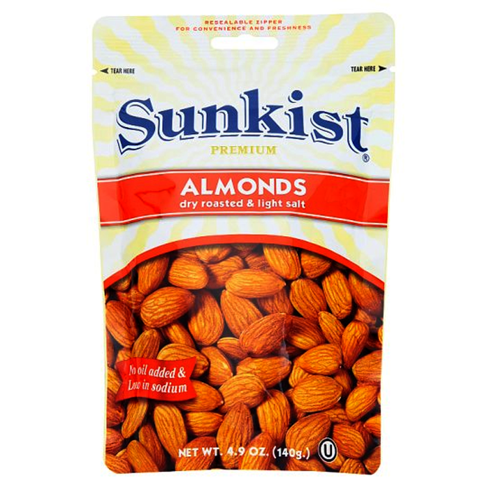 Sunkist Premium Almonds Dry Roasted & Light Salt Size 140g